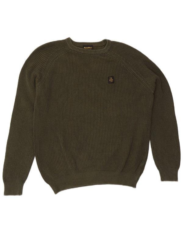 Męski sweter z okrągłym dekoltem Refrigiwear 2XL, bawełna khaki