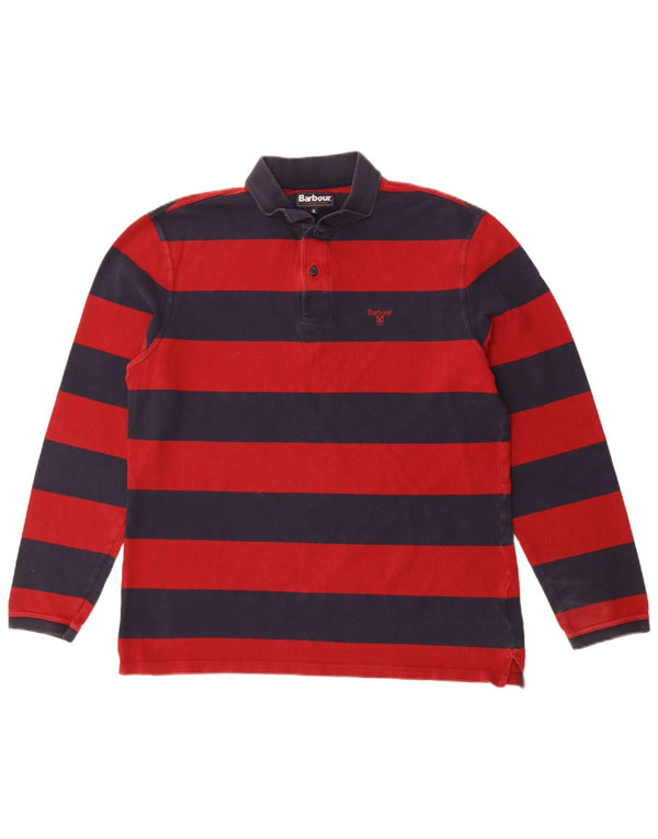 Męska koszulka polo do rugby Barbour z długim rękawem XL, bawełniana w granatowe paski