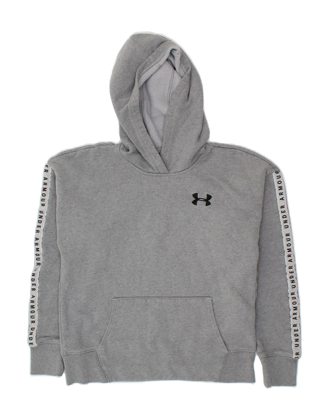 UNDER ARMOUR Womens Oversized Graphic Hoodie Jumper UK 10 Small Grey Vintage Under Armour and Second-Hand Under Armour from Messina Hembry 