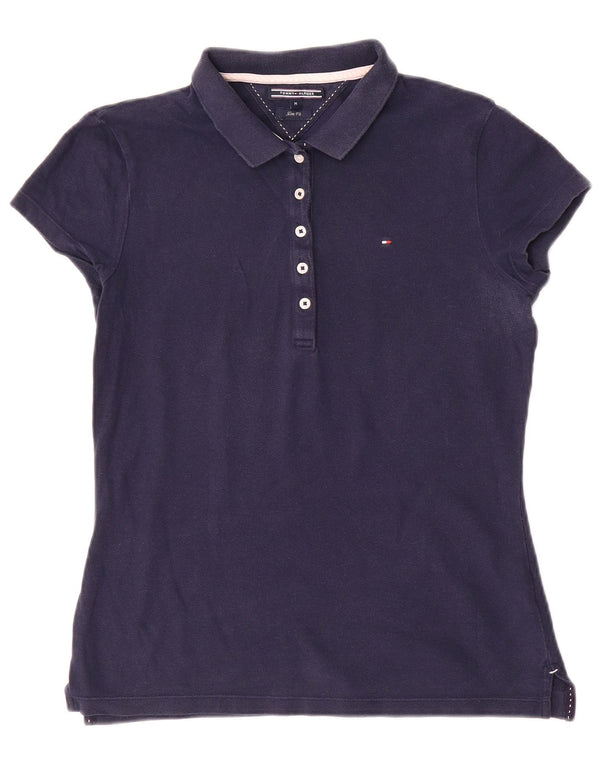 Damska koszulka polo Slim Fit Tommy Hilfiger UK 12, średnia, granatowa, bawełniana