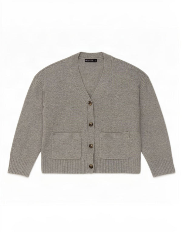 Sweter damski Marks & Spencer Crop Cardigan UK 14, średni szary, nakrapiany