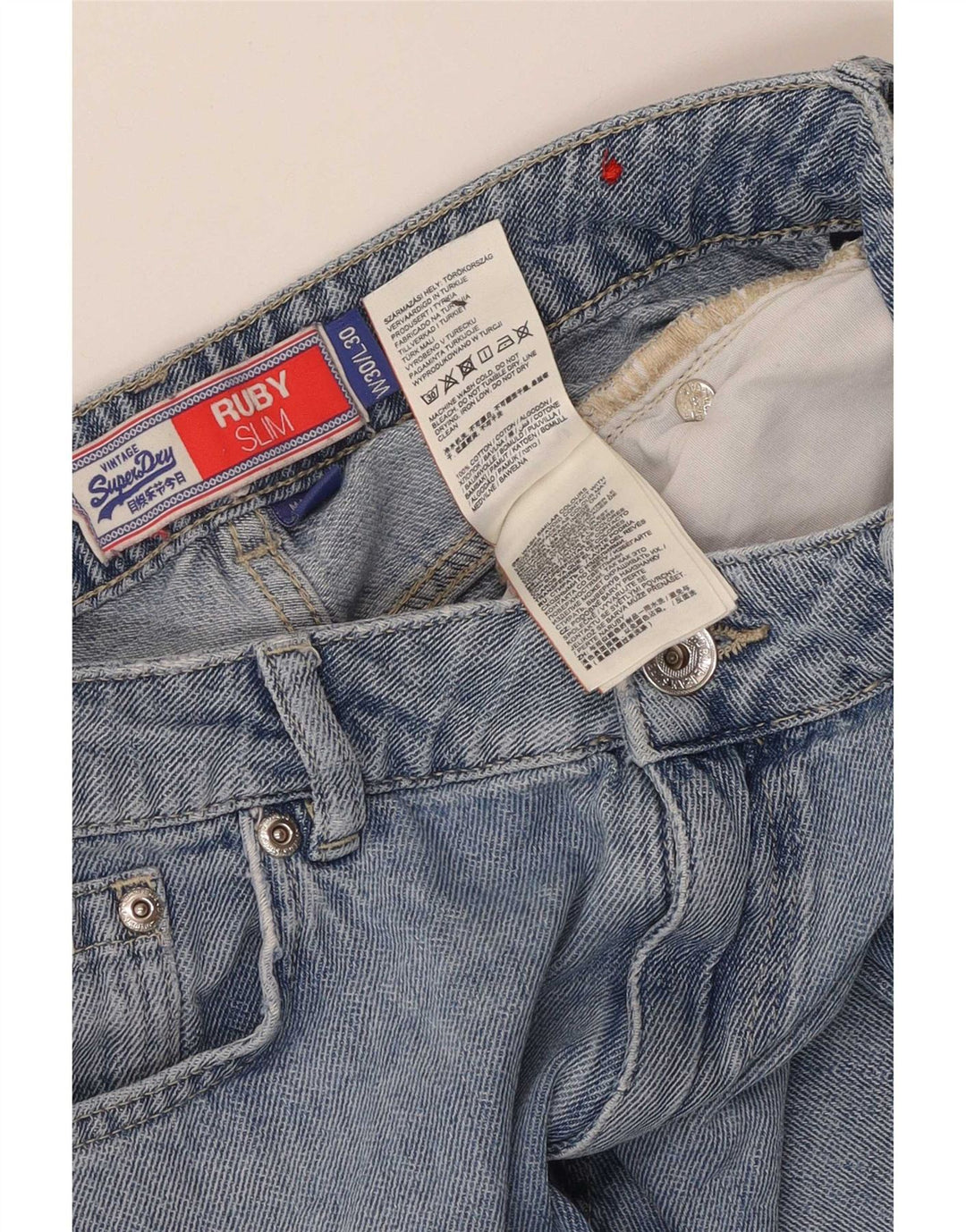 Męskie dżinsy Superdry Ruby Slim Capri W30 L23 Niebieska bawełna