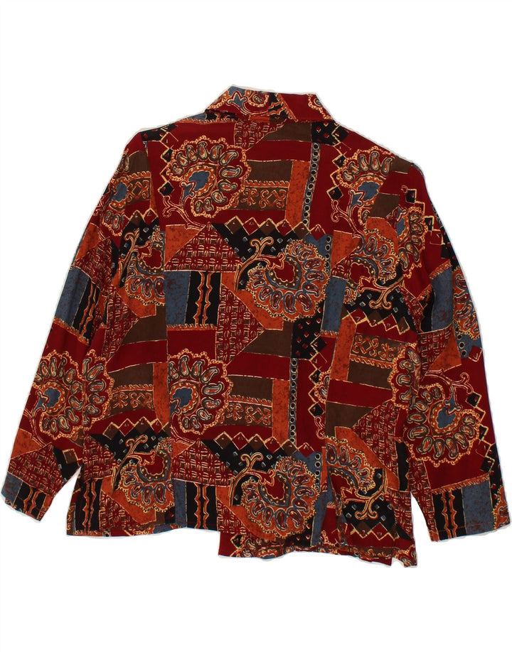 NEW FAST Womens 3/4 Sleeve Shirt Blouse IT 46 Large Burgundy Patchwork Vintage New Fast and Second-Hand New Fast from Messina Hembry 