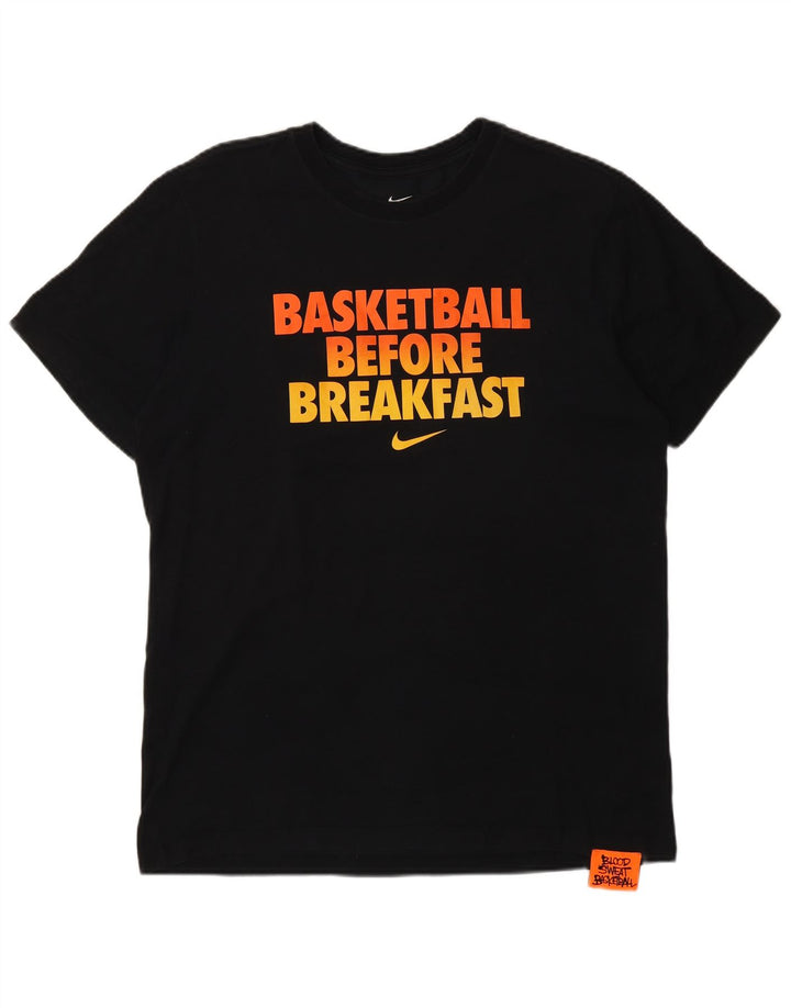 Męski T-shirt Nike Dri Fit z grafiką, średni czarny, bawełniany