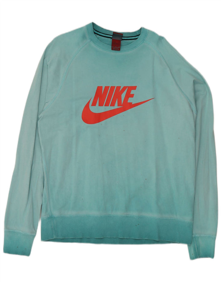 Męski sweter z grafiką NIKE XL, turkusowa bawełna