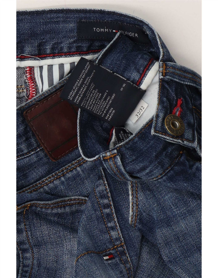 Męskie jeansy Tommy Hilfiger w trudnej sytuacji, proste W32 L32, niebieska bawełna