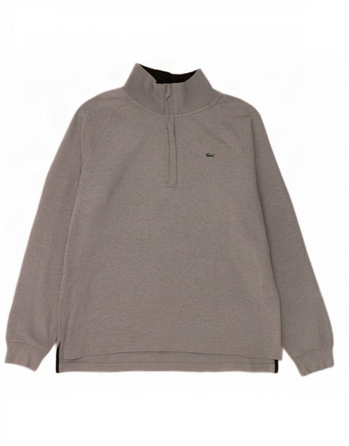 Męski sweter Lacoste z zamkiem błyskawicznym, rozmiar 6 XL, szara bawełna