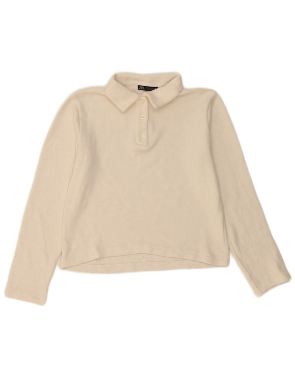 Damska koszulka polo Zara z długim rękawem, UK 10, mała biała