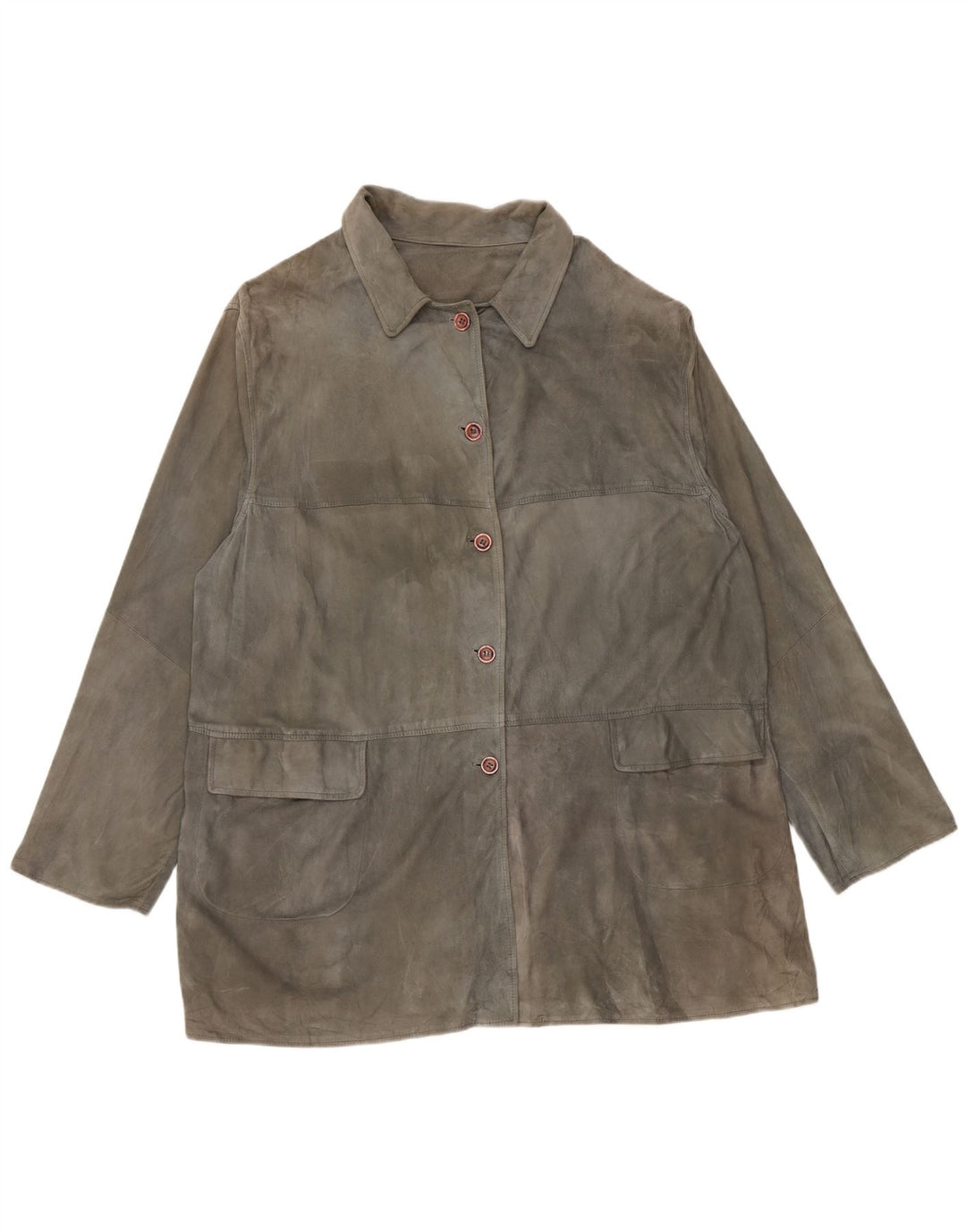 Vintage damska zamszowa kurtka UK 20 2XL szara skóra