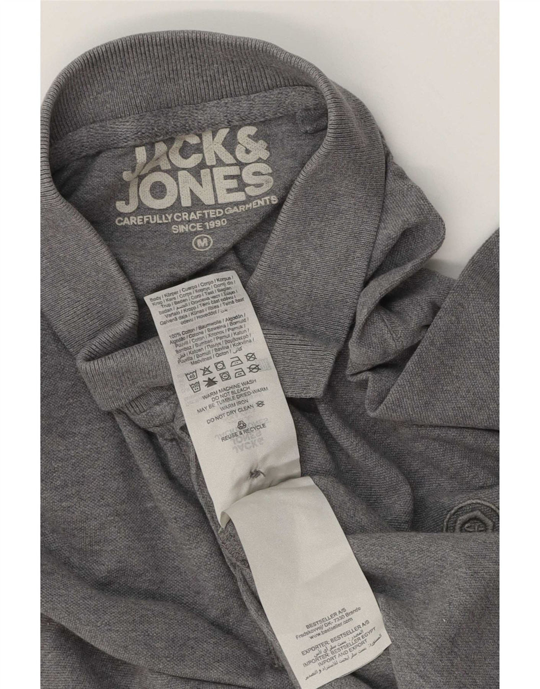 Męska koszulka polo Jack & Jones, średnia szara bawełna w cętki