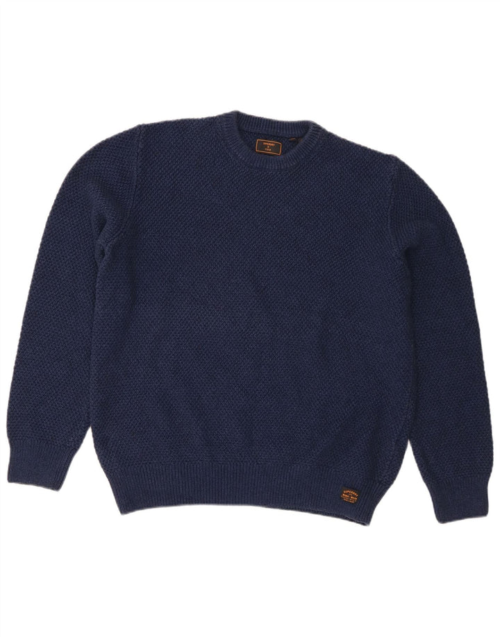 Męski sweter Superdry z okrągłym dekoltem, duży, granatowy, bawełniany