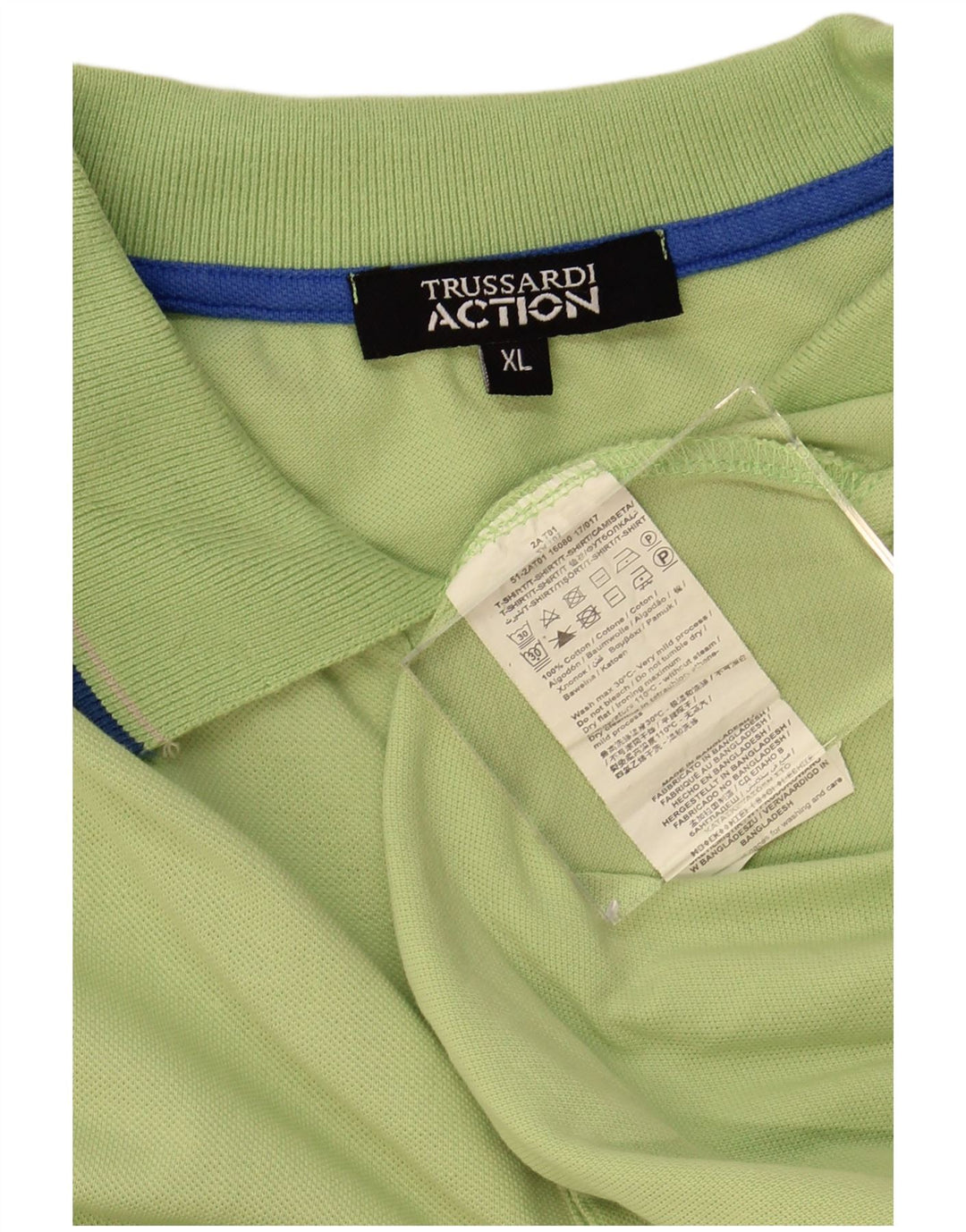 TRUSSARDI Mens Polo Shirt XL Green Cotton