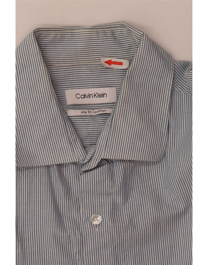 Koszula męska Calvin Klein, bawełniana w średnie niebieskie prążki
