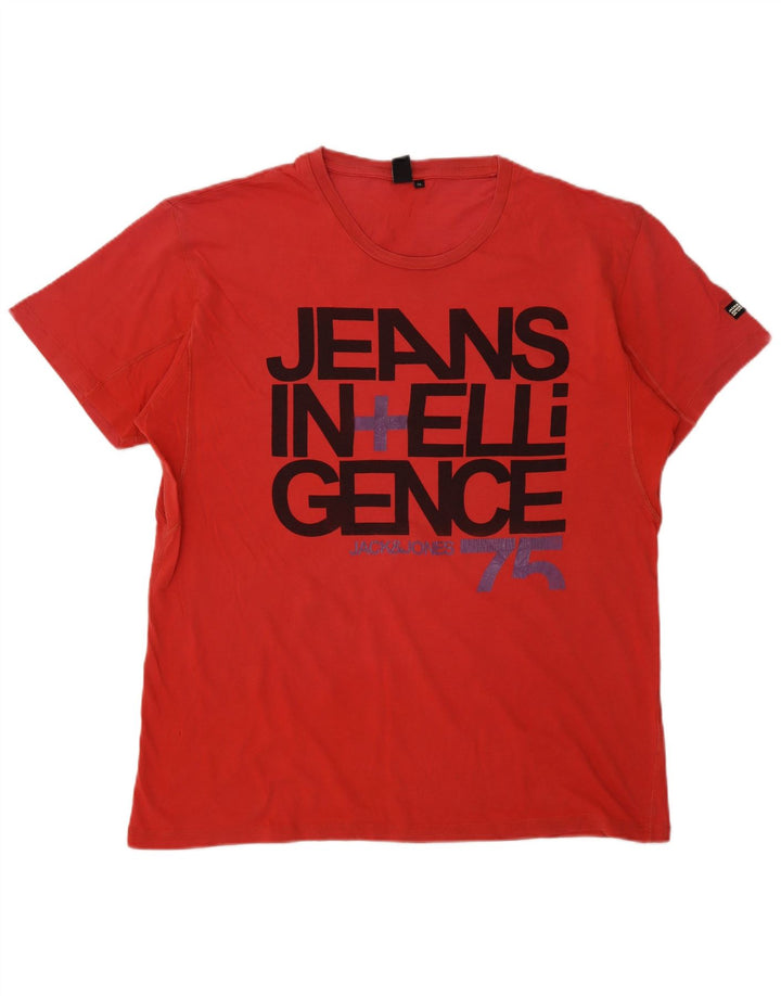 Męski T-shirt z grafiką Jack & Jones, XL, czerwony