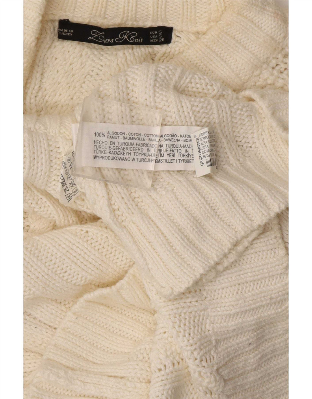 Sweter damski Zara Crop Oversize z golfem UK 10 Small White