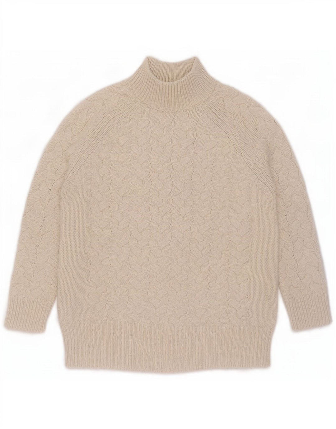 Marks & Spencer Damski sweter z golfem UK 16, duży, beżowy, akrylowy