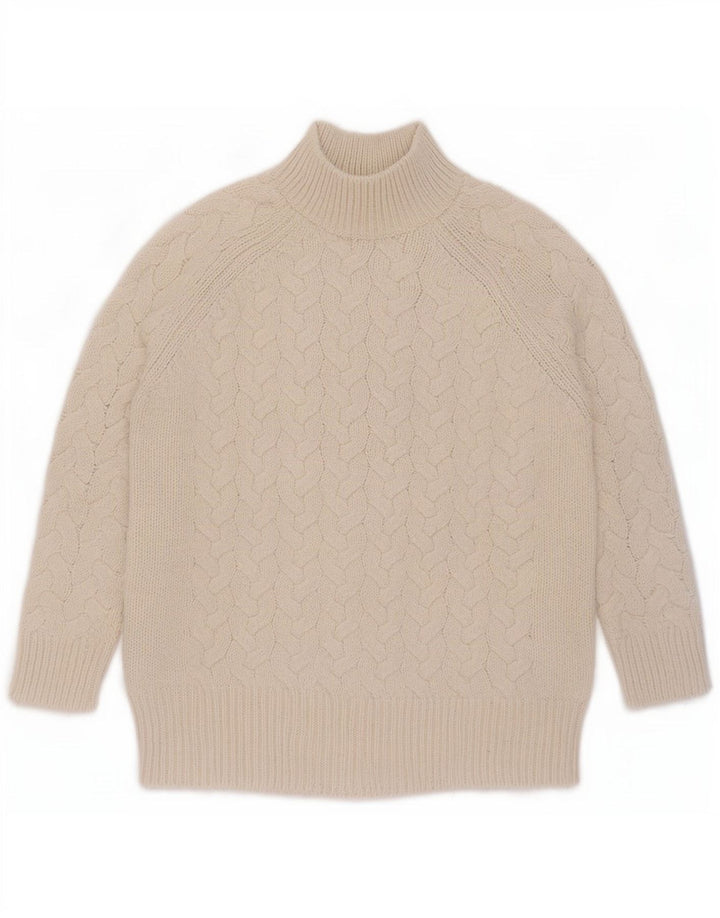 Marks & Spencer Damski sweter z golfem UK 16, duży, beżowy, akrylowy