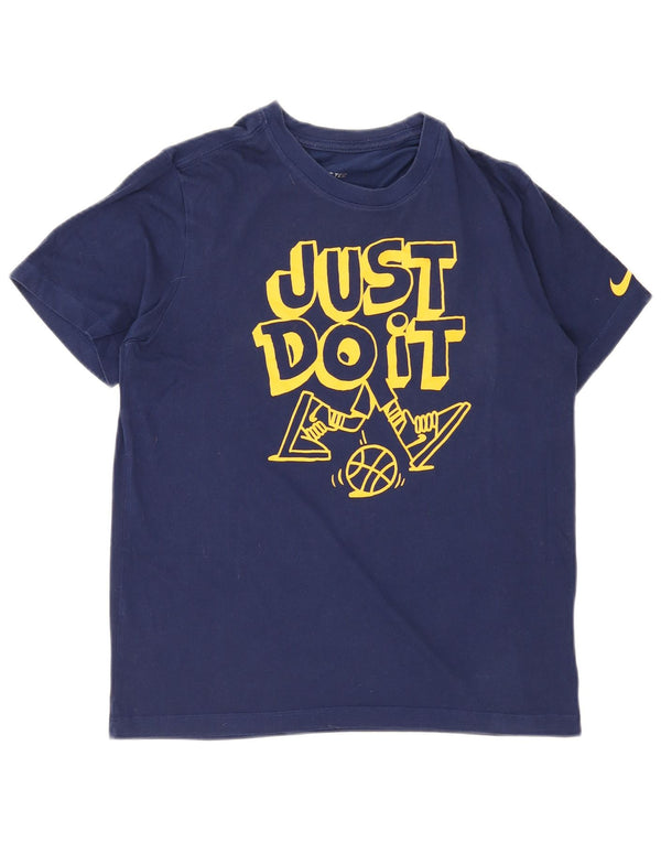 Męski T-shirt z grafiką Nike, średni, granatowy, bawełniany