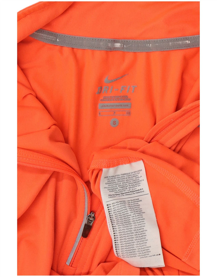 Damska koszulka Nike Dri Fit z zamkiem błyskawicznym i długim rękawem, UK 10, mały, pomarańczowy poliester