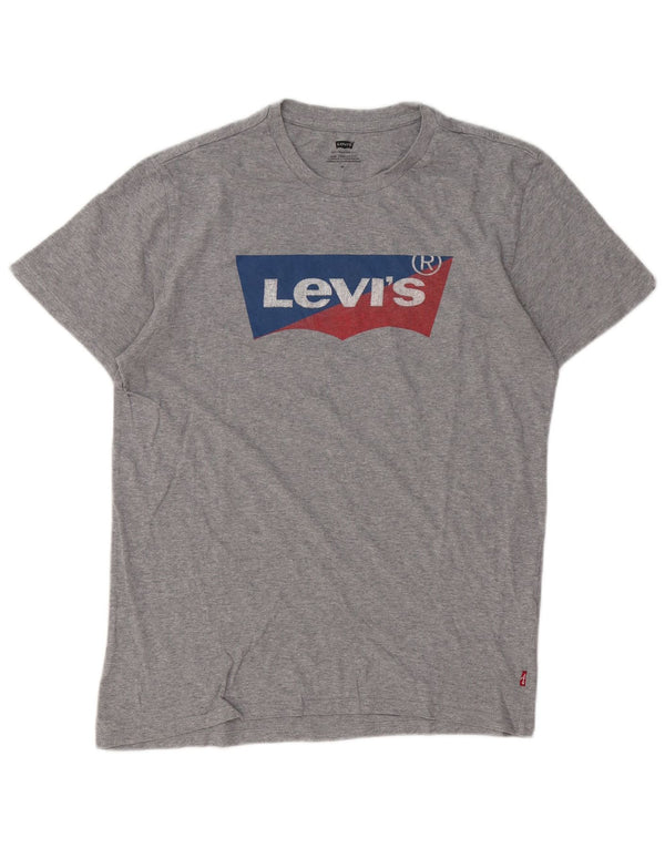 Męska koszulka z grafiką Levi's, średnia szara bawełna