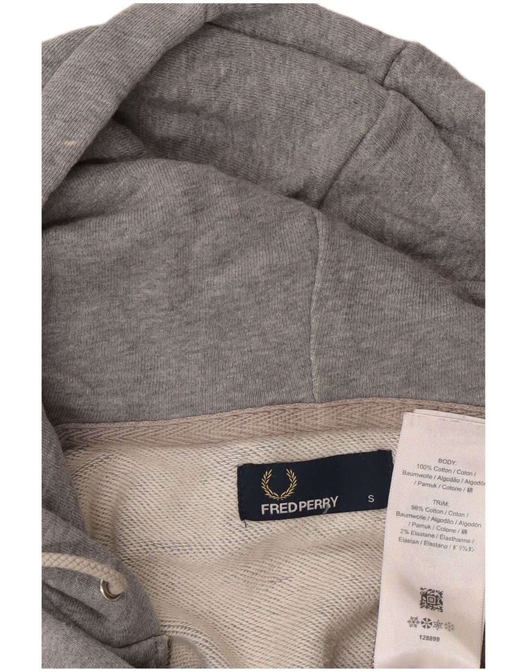 Męski sweter z kapturem i zamkiem błyskawicznym Fred Perry, mały, szary, bawełniany