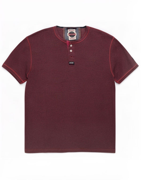 Superdry Męski T-Shirt Top, duży, bordowy, bawełniany