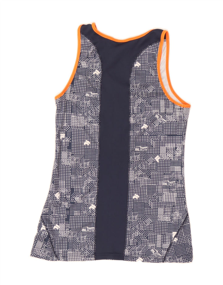 FILA Womens Vest Top UK 8 Small Navy Blue Spotted Polyester Vintage Fila and Second-Hand Fila from Messina Hembry 