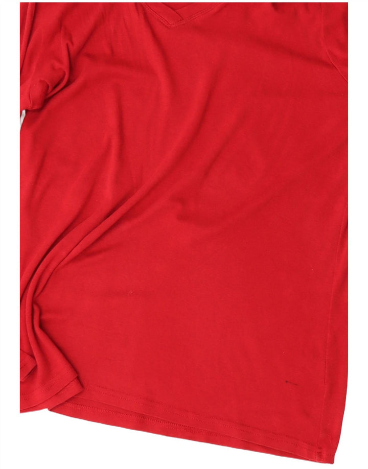 Damski top z długim rękawem Eddie Bauer UK 16, duży, czerwony, bawełniany