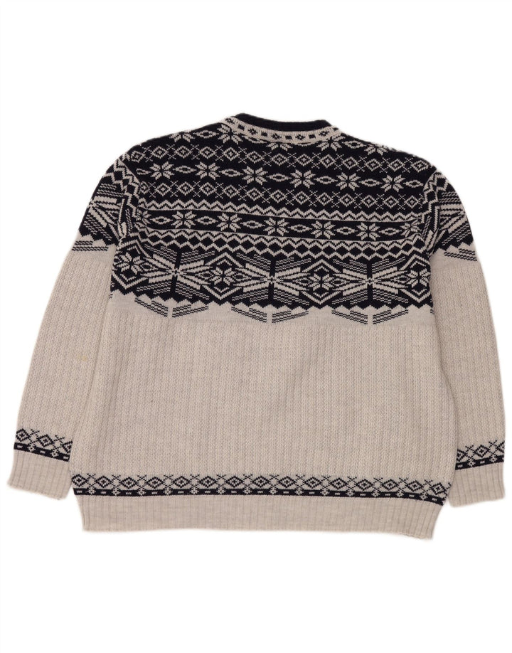 Męski sweter z okrągłym dekoltem REUSCH XL, szary Fair Isle, poliakryl