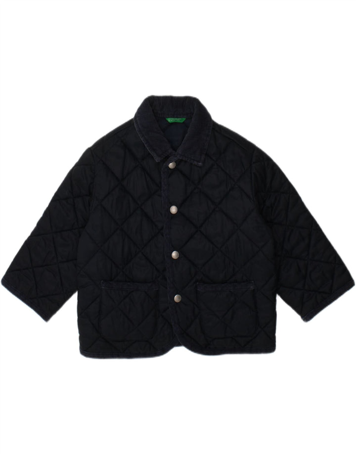 BENETTON Baby Boys Quilted Jacket 12-18 Months Navy Blue Polyamide Vintage Benetton and Second-Hand Benetton from Messina Hembry 