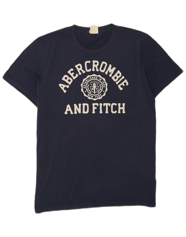 Męska koszulka z grafiką Abercrombie & Fitch, 2XL, granatowa, bawełniana