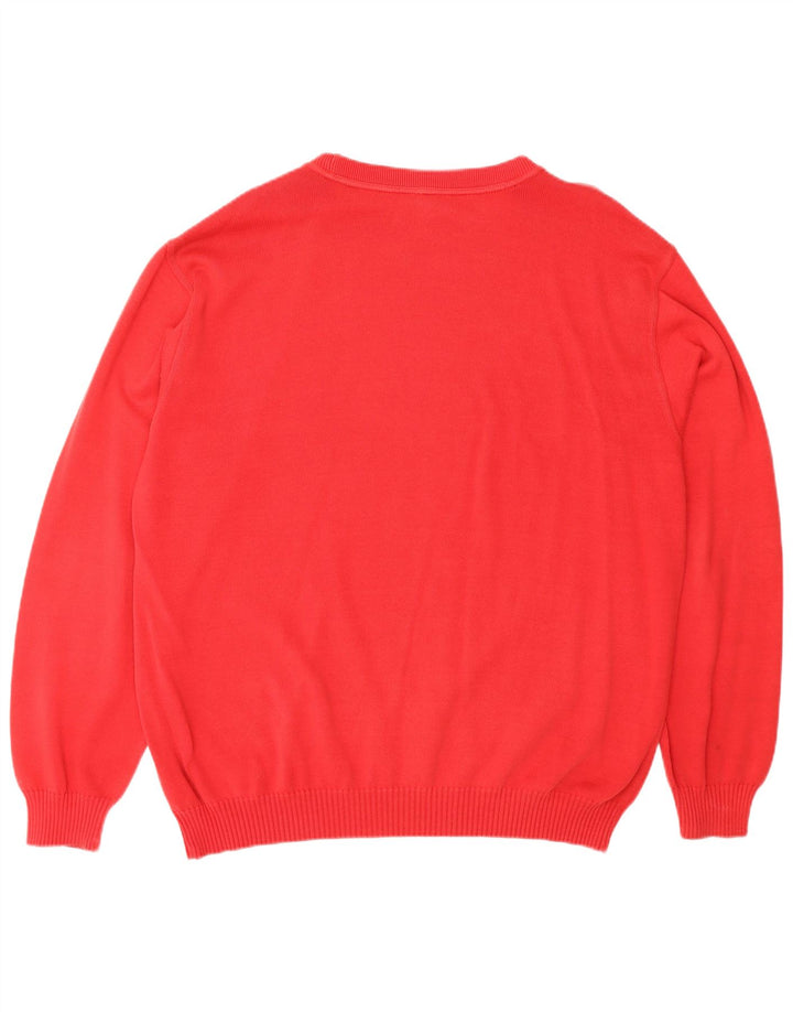 Męski sweter Paul & Shark z okrągłym dekoltem, duży, czerwony, bawełniany