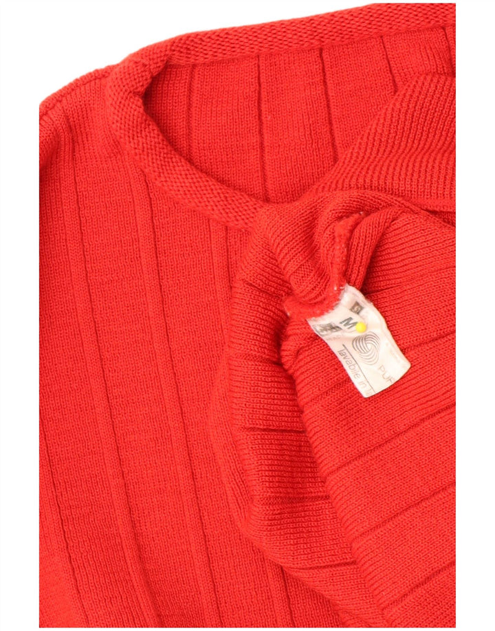 Vintage damski sweter oversize z okrągłym dekoltem UK 14 w średnie czerwone paski