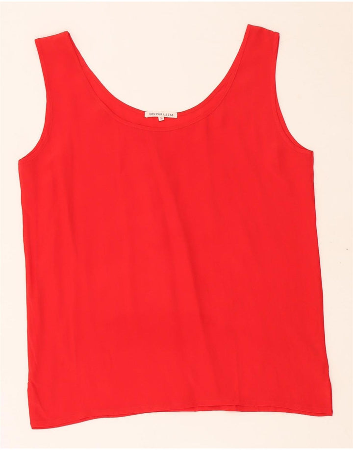 VINTAGE Damska kamizelka Top UK 10 Small Red Silk