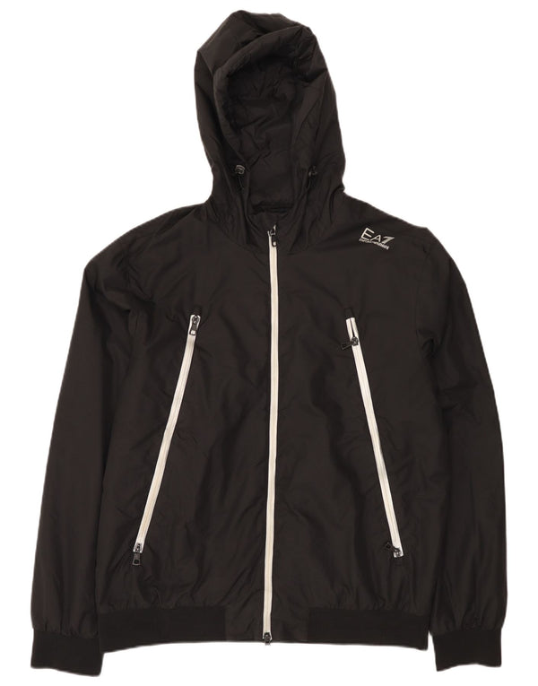 Męska kurtka przeciwdeszczowa z kapturem Emporio Armani UK 42 XL, czarny poliamid