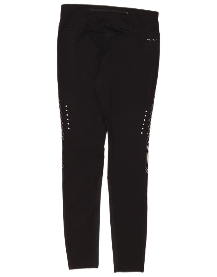 Damskie legginsy NIKE Dri Fit UK 10, małe, czarne, poliestrowe prążki