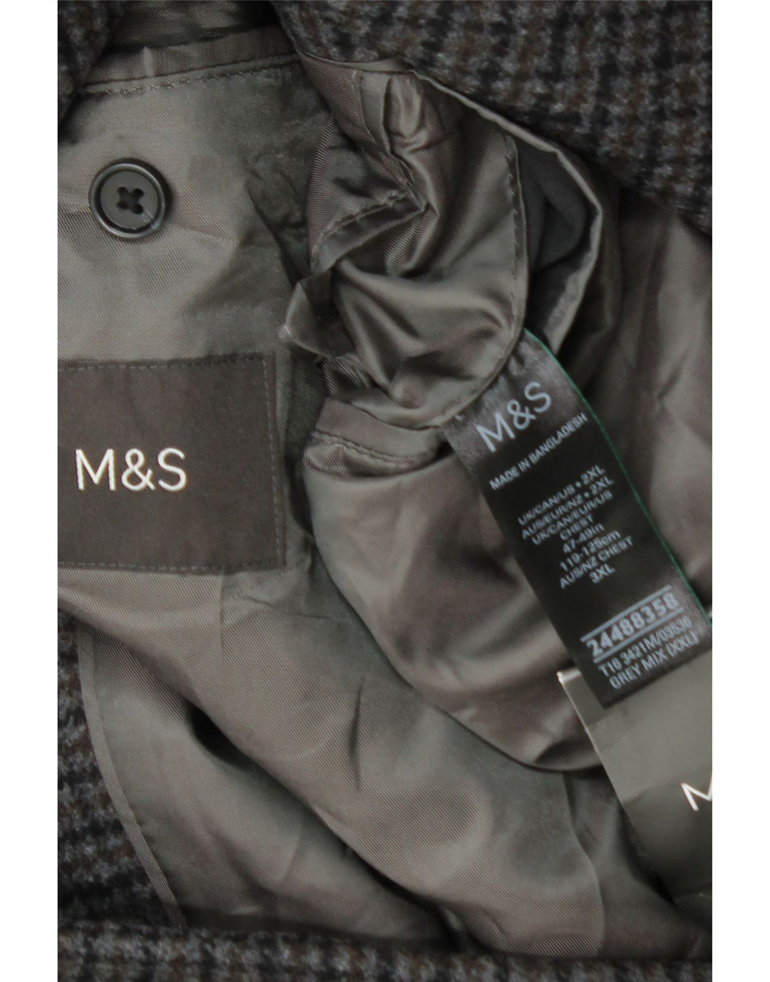 Marks & Spencer Płaszcz męski UK 44 2XL Szara wełna w pepitkę