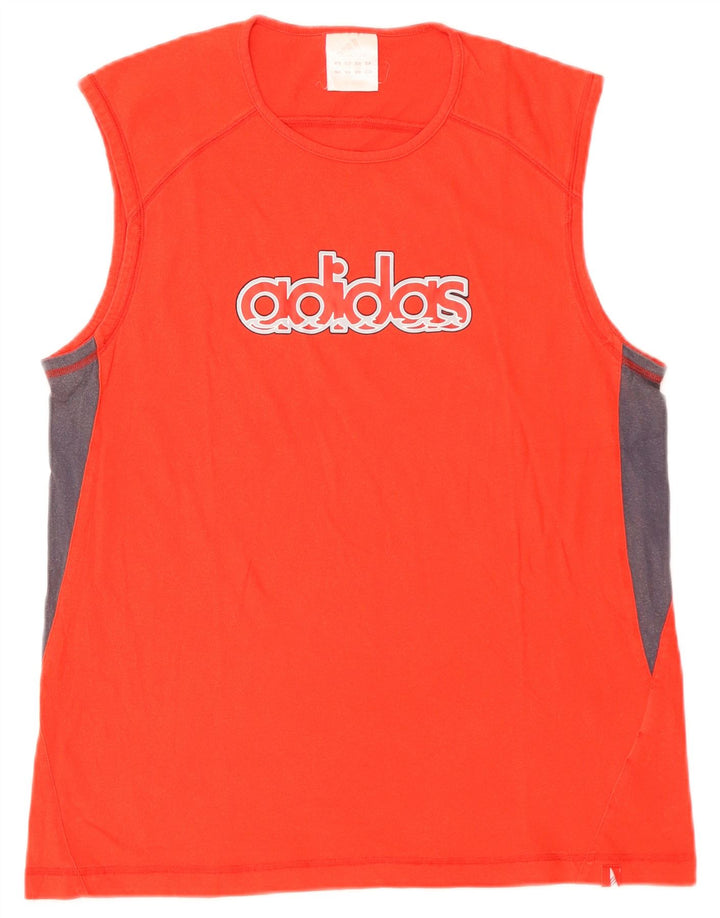 Męska kamizelka ADIDAS z grafiką, bawełniana, w kolorze średniej czerwieni