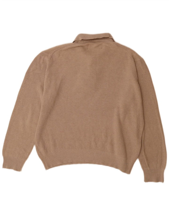 Marks & Spencer Męski sweter polo Blue Harbor, duży, beżowy