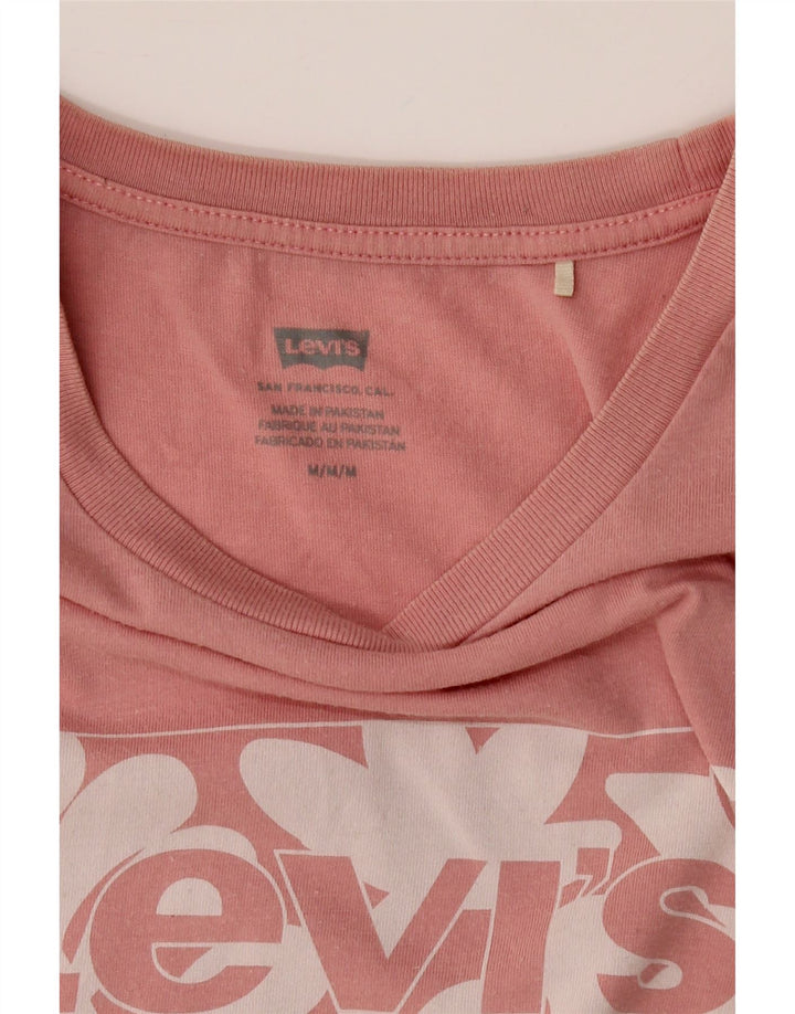 LEVI'S Womens Graphic T-Shirt Top UK 12 Medium Pink Cotton Vintage Levi's and Second-Hand Levi's from Messina Hembry 