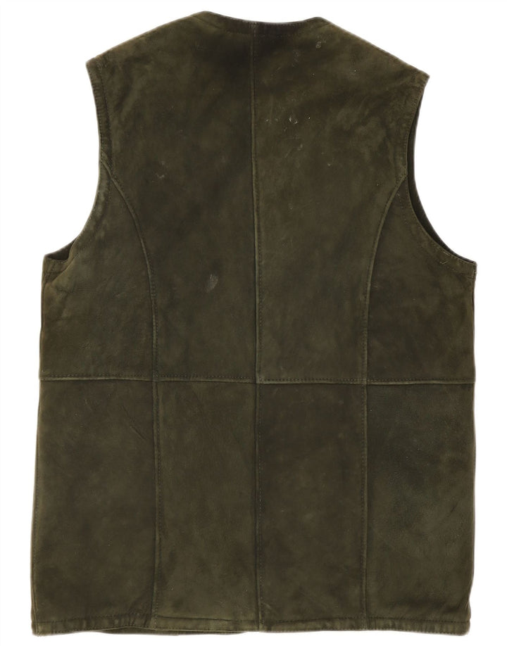 Zamszowa kamizelka damska Vintage UK 14, duża, khaki