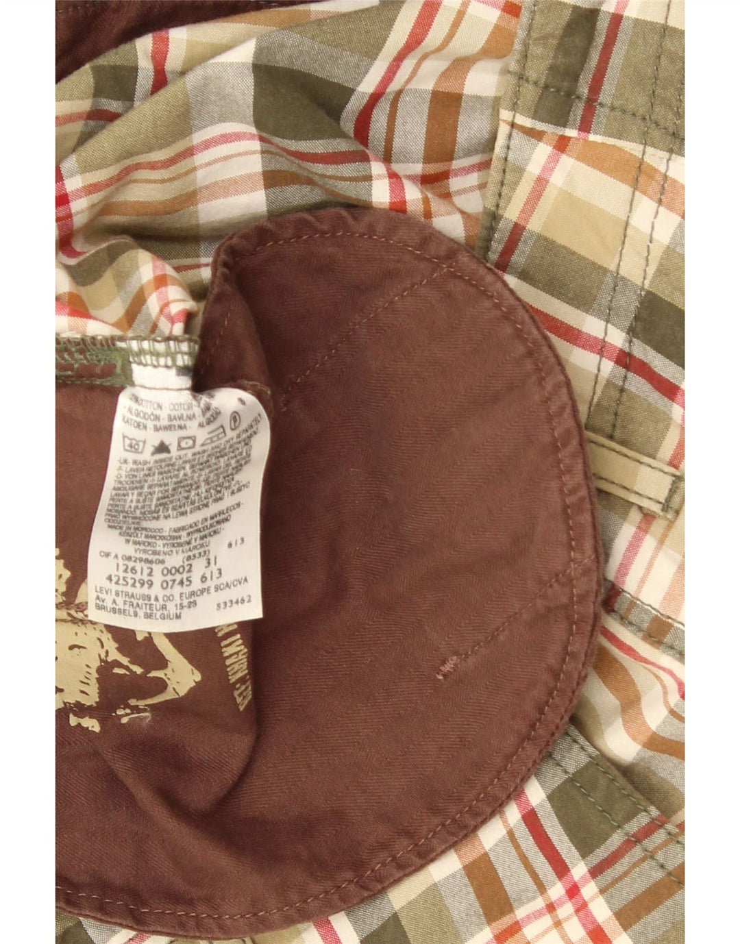 Męskie szorty cargo DOCKERS W32 średniej wielkości, wielokolorowa, bawełniana krata