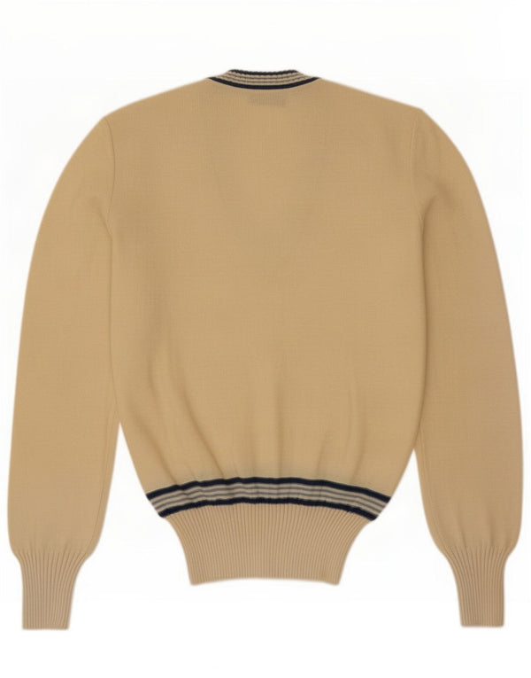 Vintage męski sweter z dekoltem w kształcie litery V IT 50 w średnie beżowe paski