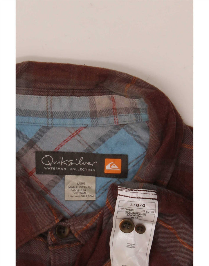 Męska koszula flanelowa Quiksilver, duża, brązowa, bawełniana w kratę