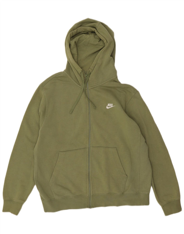 Męski sweter z kapturem i zamkiem błyskawicznym Nike, duży, bawełniany khaki