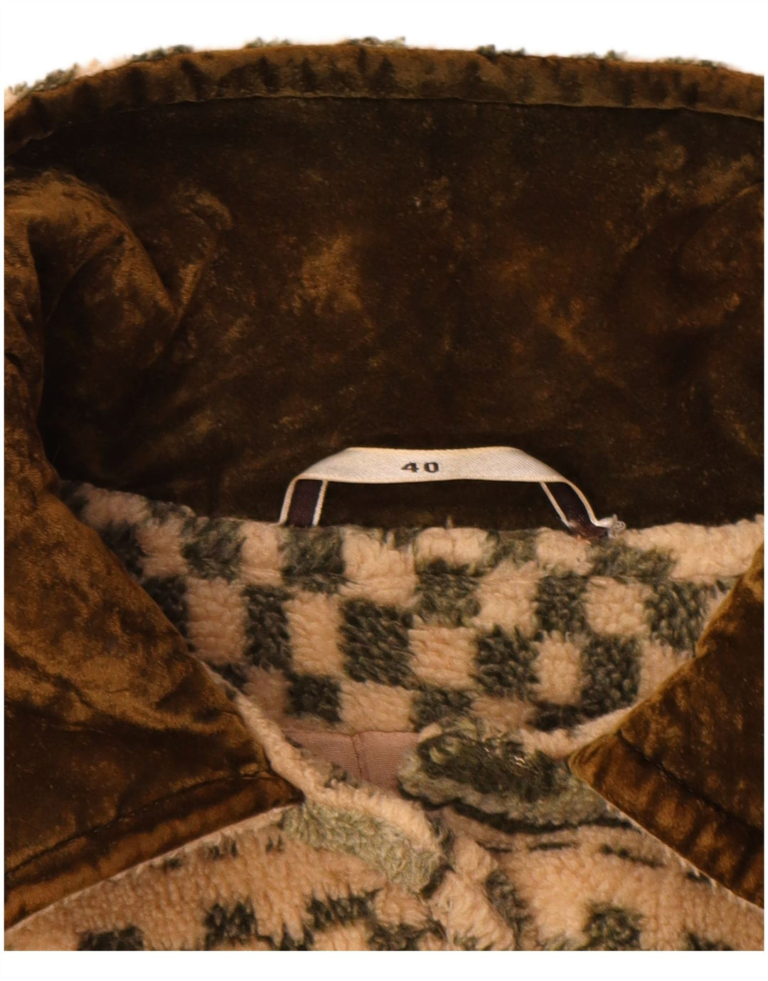 Vintage damski płaszcz polarowy oversize EU 40 w średnie beżowe paski