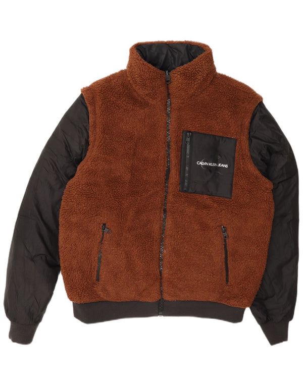 Dwustronna wyściełana kurtka męska Calvin Klein UK 36 Small Brown Colorblock