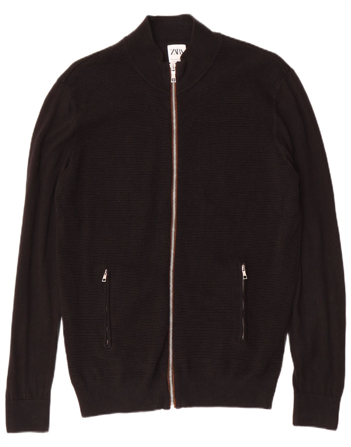Męski sweter rozpinany ZARA, średni czarny, bawełniany