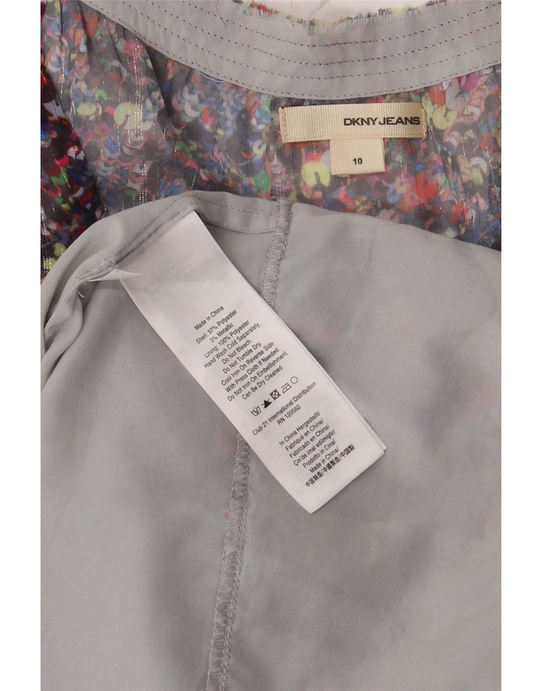 Damska wielokolorowa sukienka bez rękawów DKNY US 10, duża, wielobarwna w kwiaty