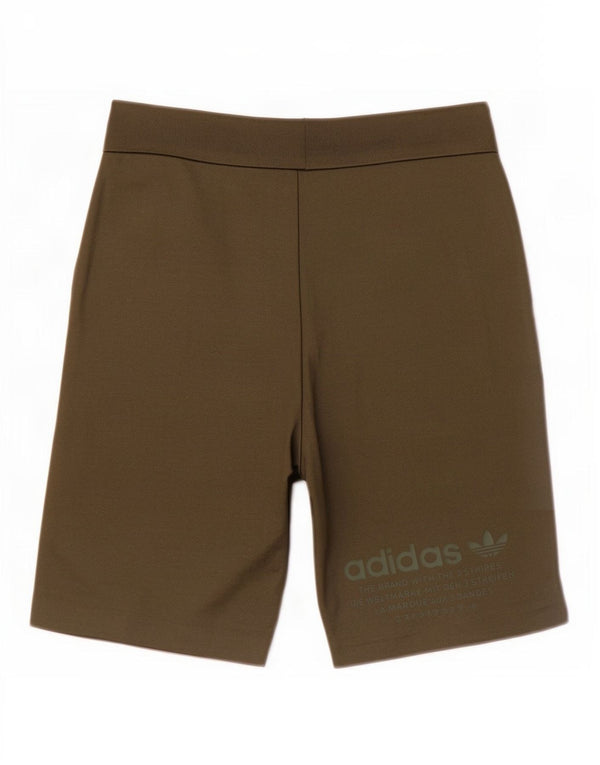 Damskie bermudy Adidas z wysokim stanem Graphic US 2 2XS W26 Zielona bawełna